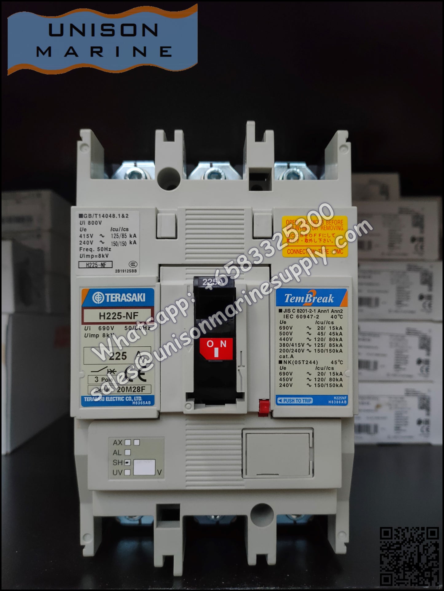 TRASAKI Marine Circuit Breaker (MCCB): H225-NF 3P Fixed / Plug-in Type