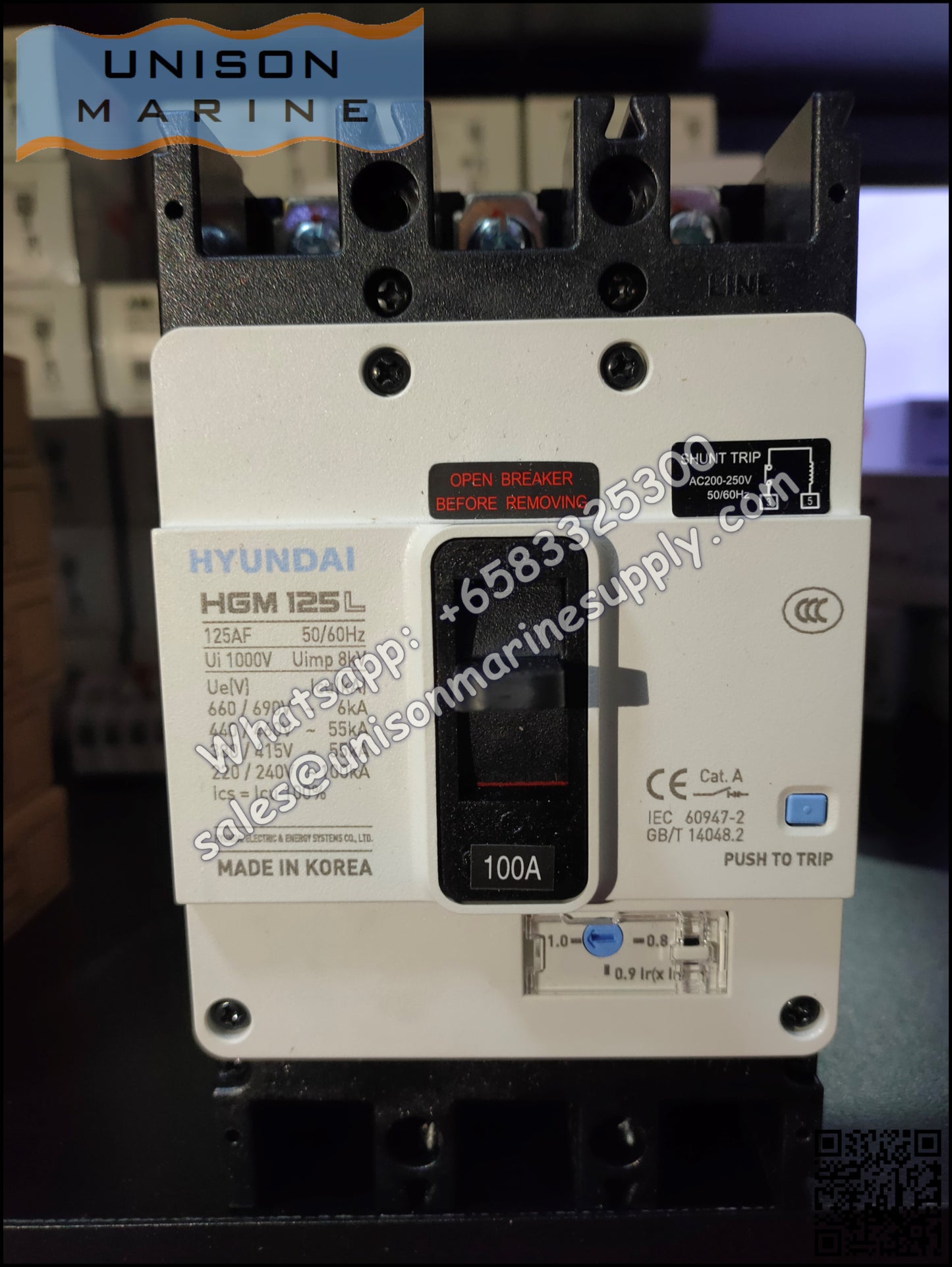 Hyundai Marine Circuit Breaker (MCCB) - HGM125L 3P Fixed / Plug-in Type