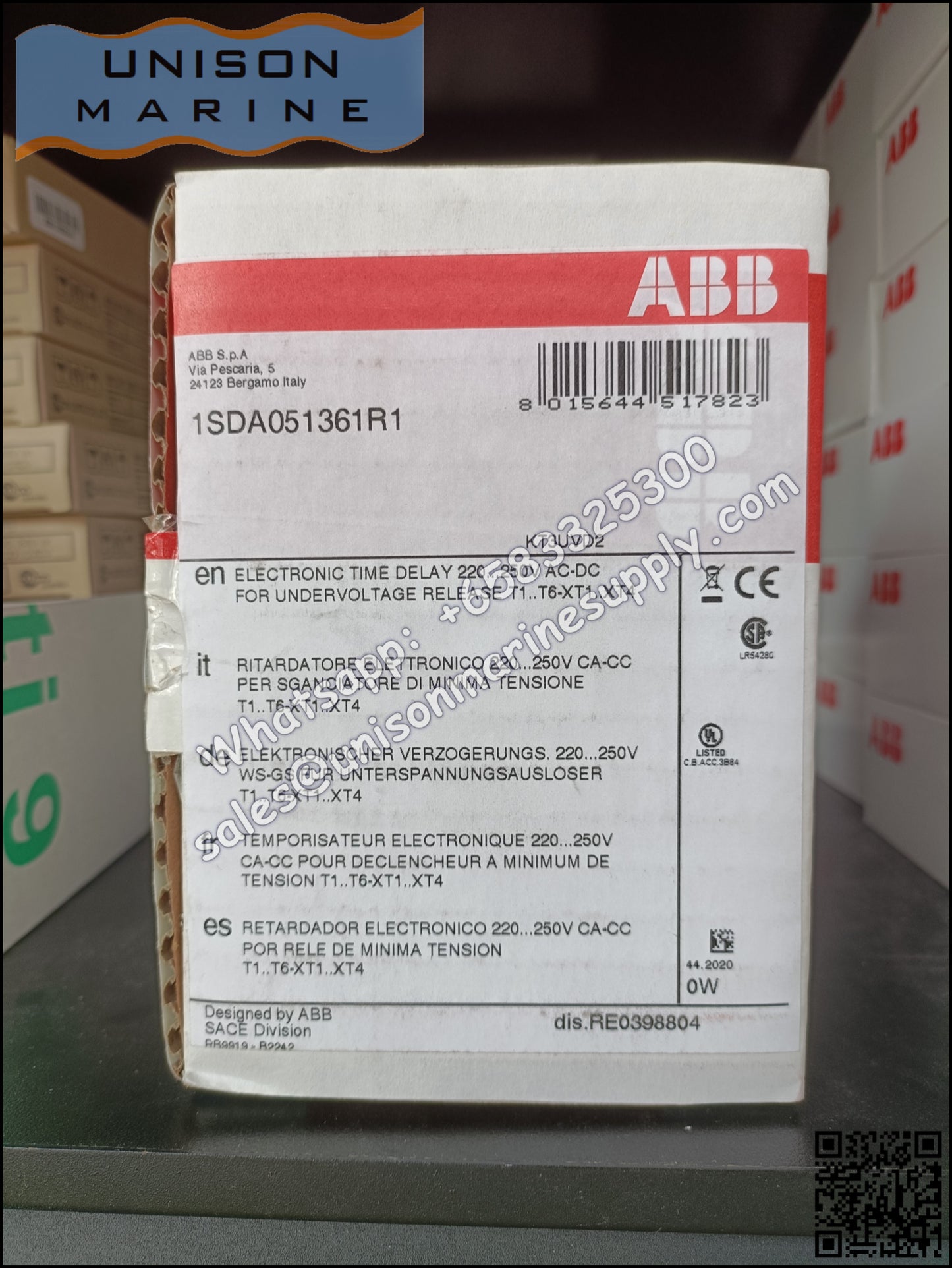 ABB SACE Tmax XT Circuit Breakers: UVD T1..T6 - XT1..XT4 220..250Va.c./d.c (1SDA051361R1)