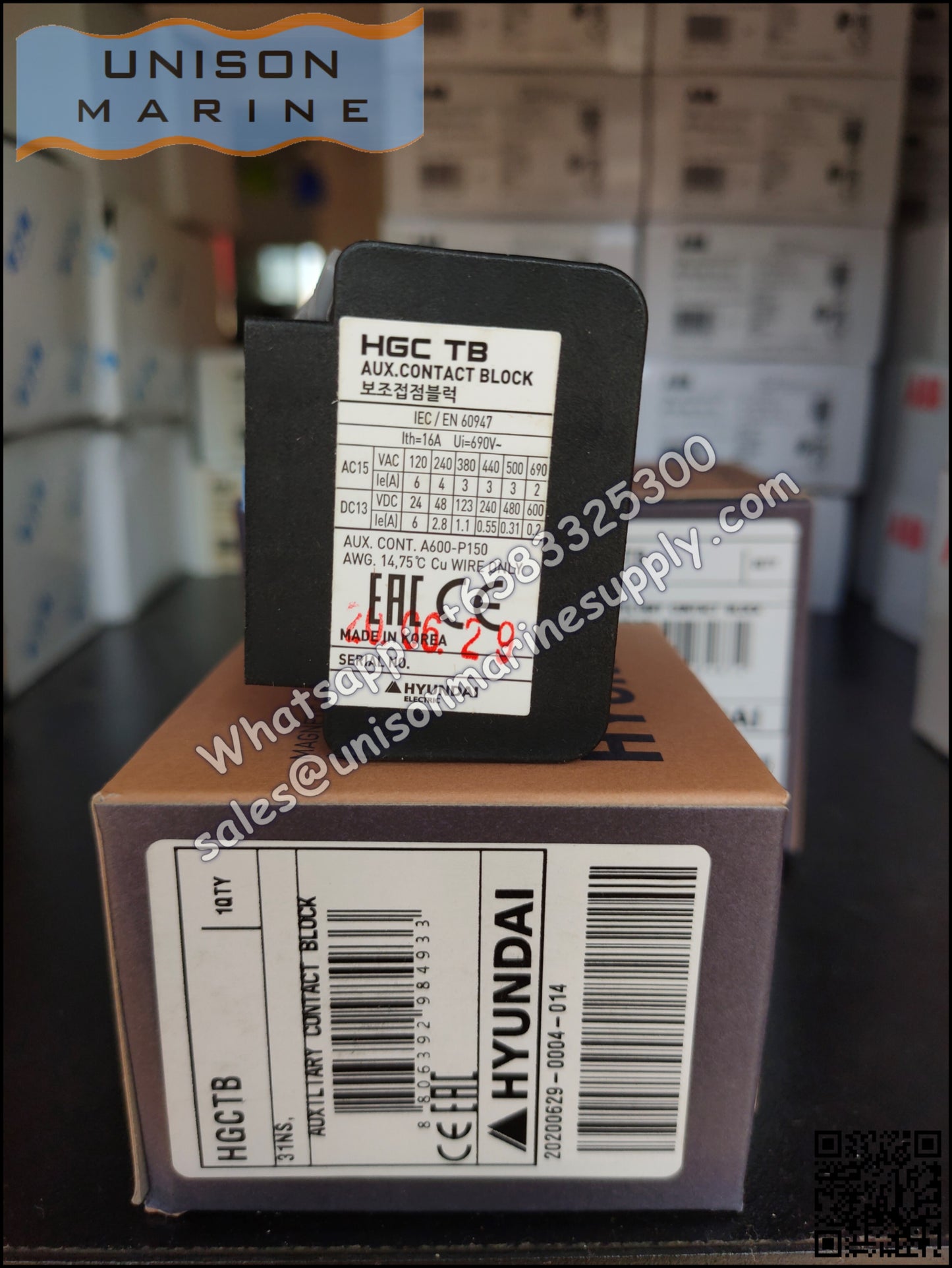 Hyundai Marine Magnetic Contactors Accessories - Auxiliary Contact Block HGCTB 31NS