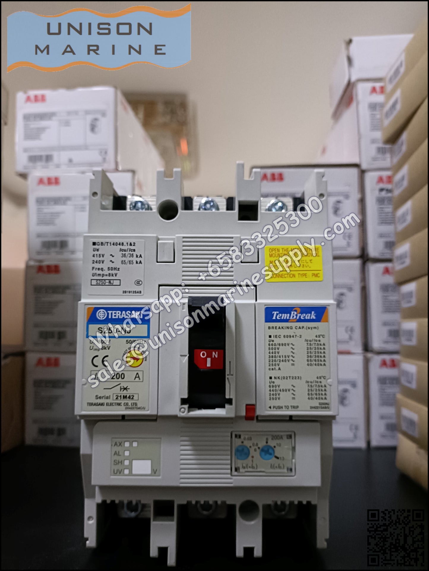TERASAKI Molded Case Circuit Breaker, MCCB: S250-NJ 3P PMC