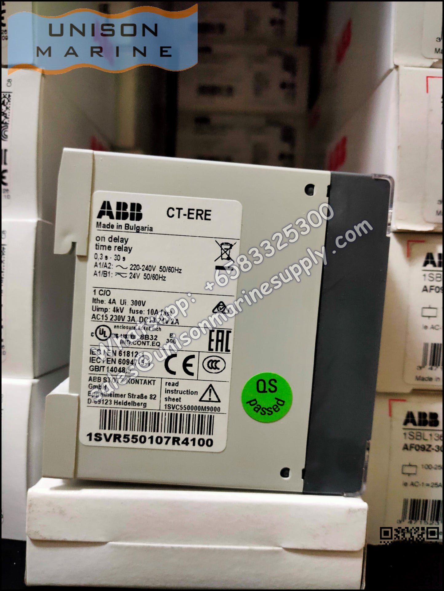 ABB Time relay CT-ERE, 1 c/o, 0.3-30s, 220-240VAC