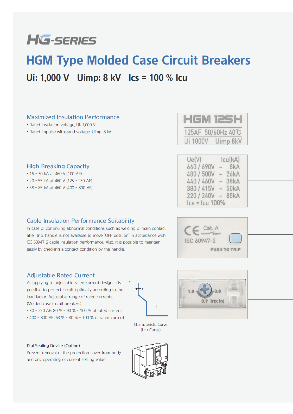 Hyundai Marine Circuit Breaker (MCCB) - HGM125L 3P Fixed / Plug-in Type
