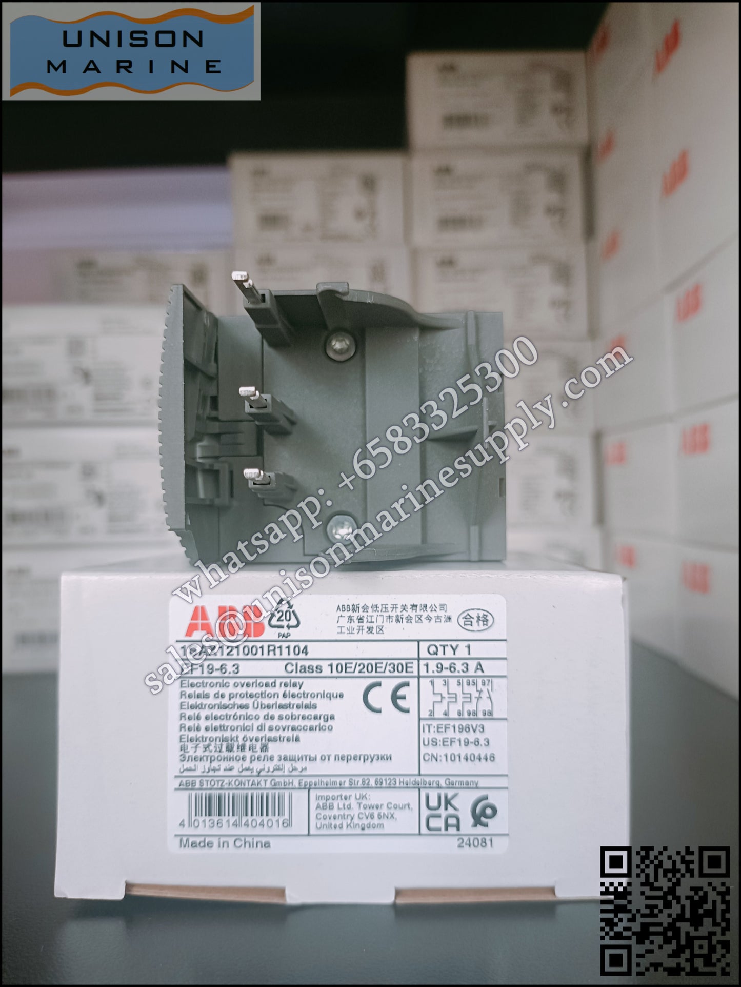 ABB electronic overload relays: EF19-6.3(1.9...6.3A),1SAX121001R1104