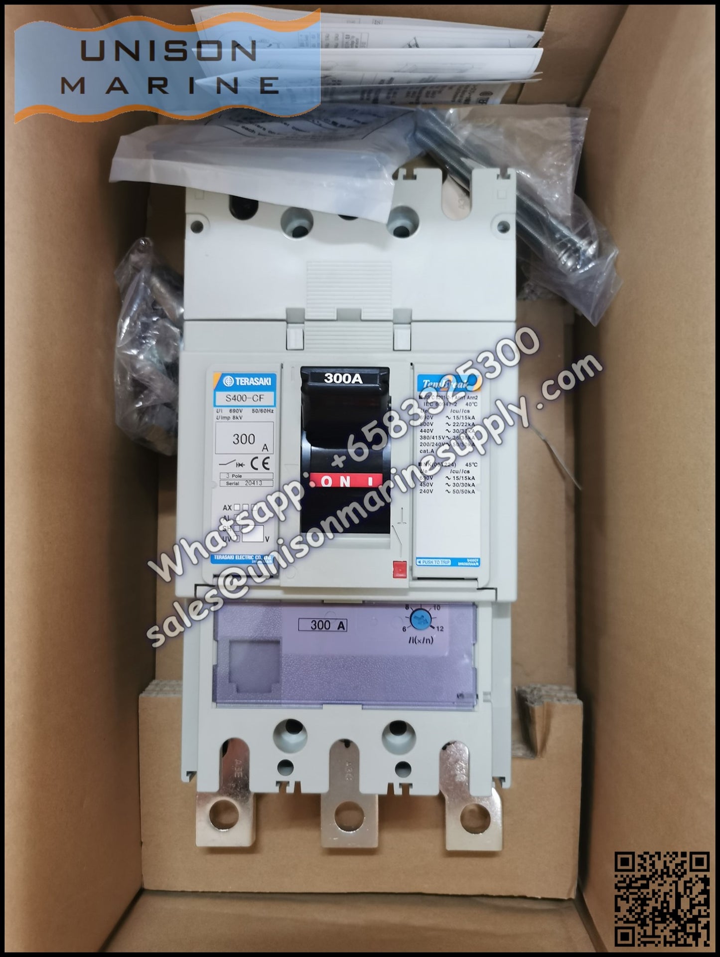 TRASAKI Marine Circuit Breaker (MCCB): S400-CF 3P 300A Fixed / Plug-in Type