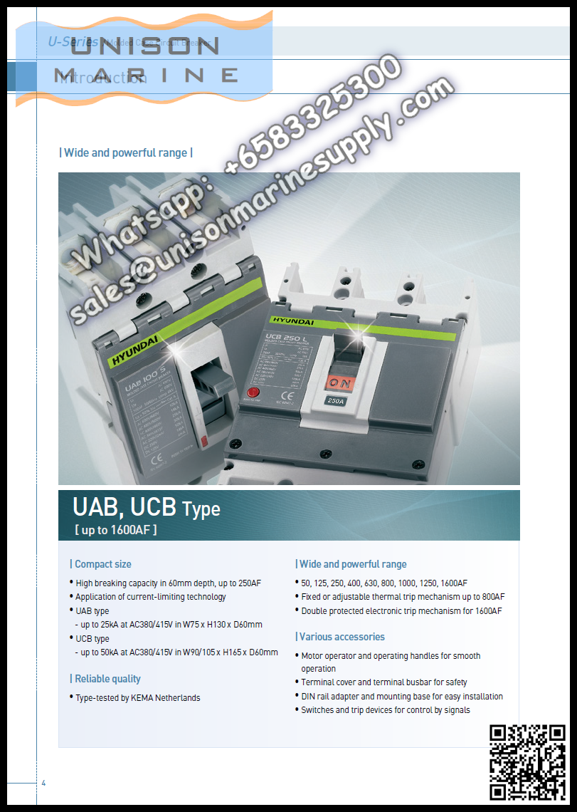 Hyundai Marine Circuit Breaker (MCCB) - UCB250H 3P Fixed / Plug-in Type