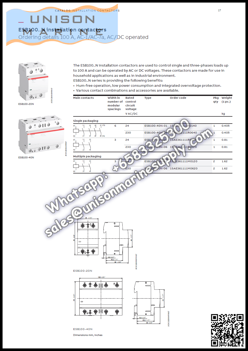 ABB Installation contactors ESB Series ESB25-20N