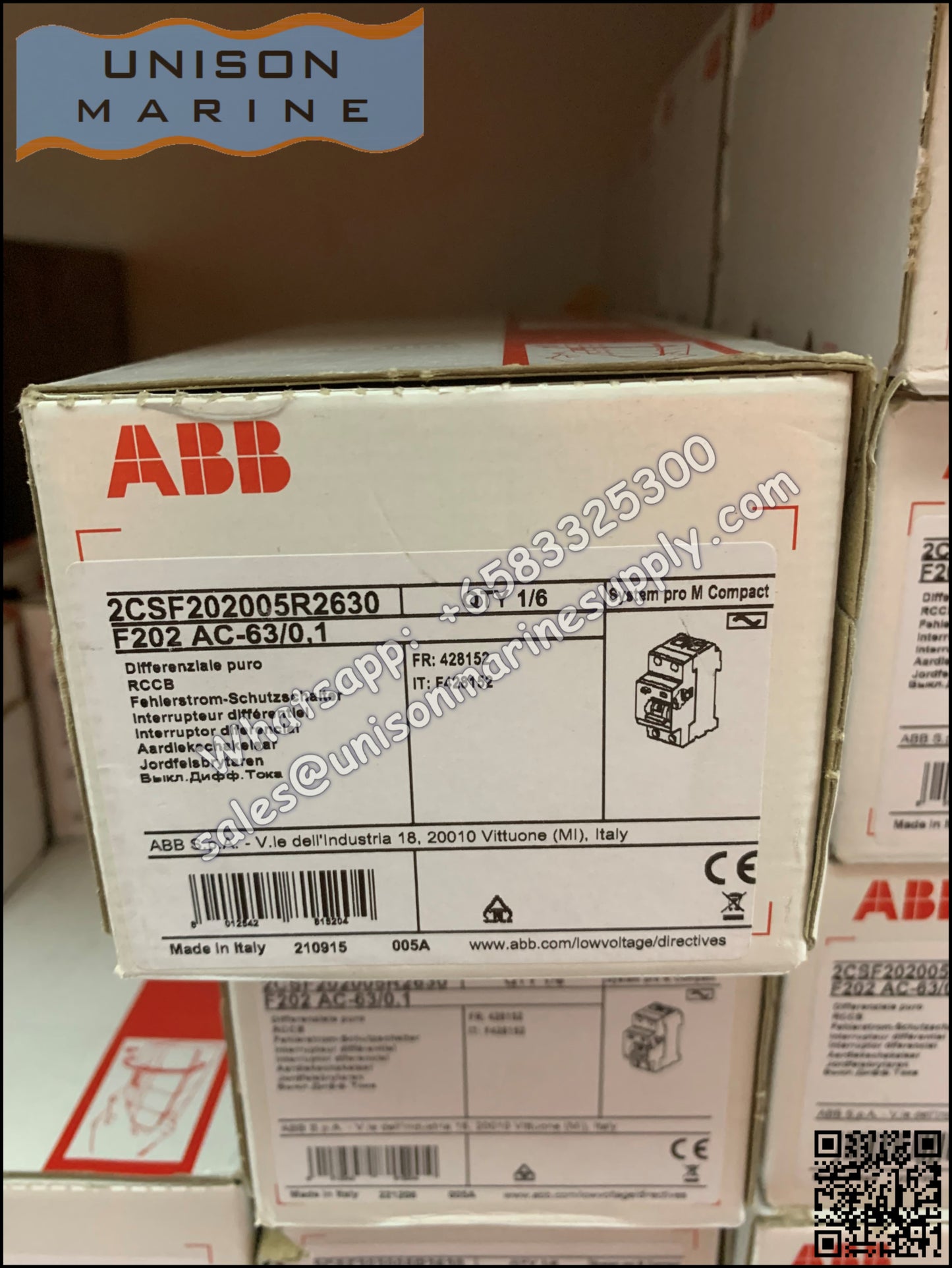 ABB Residual Current Circuit Breaker(RCCB) F202 AC-63/0.1 2CSF202001R2630