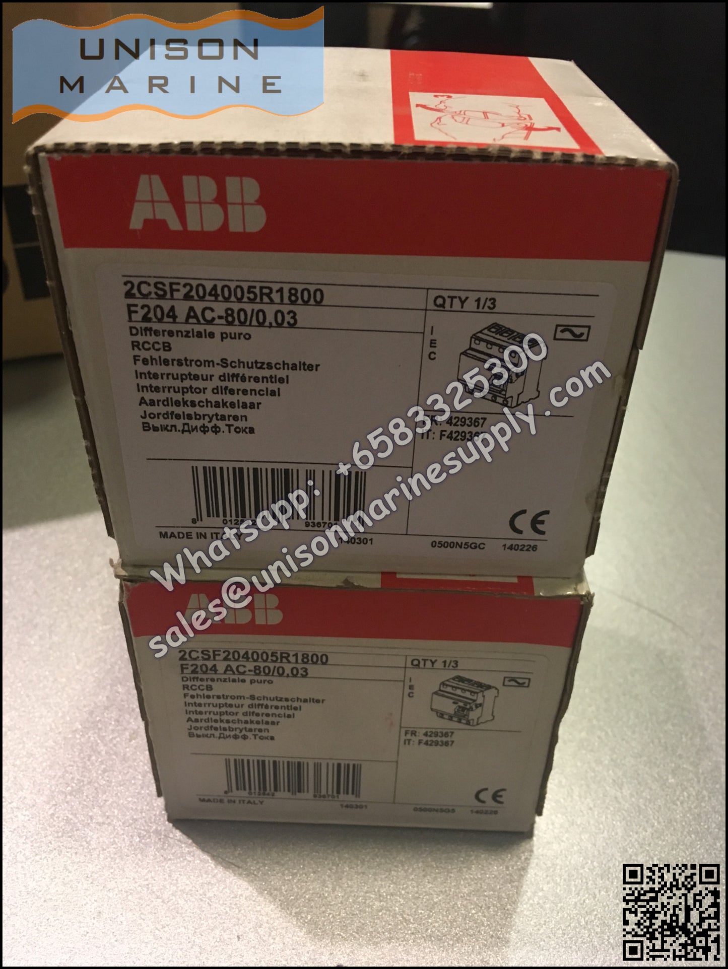 ABB Residual Current Circuit Breaker(RCCB) F204 AC-80/0.03 2CSF204001R1800