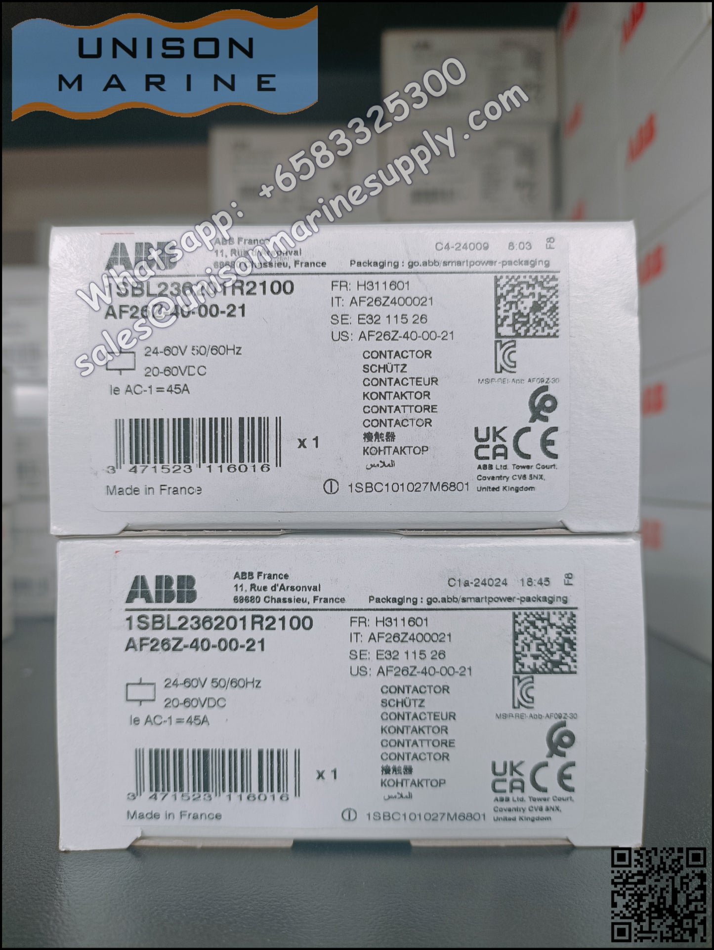 ABB Magnetic Contactors AF Series : AF26Z-40-00-21