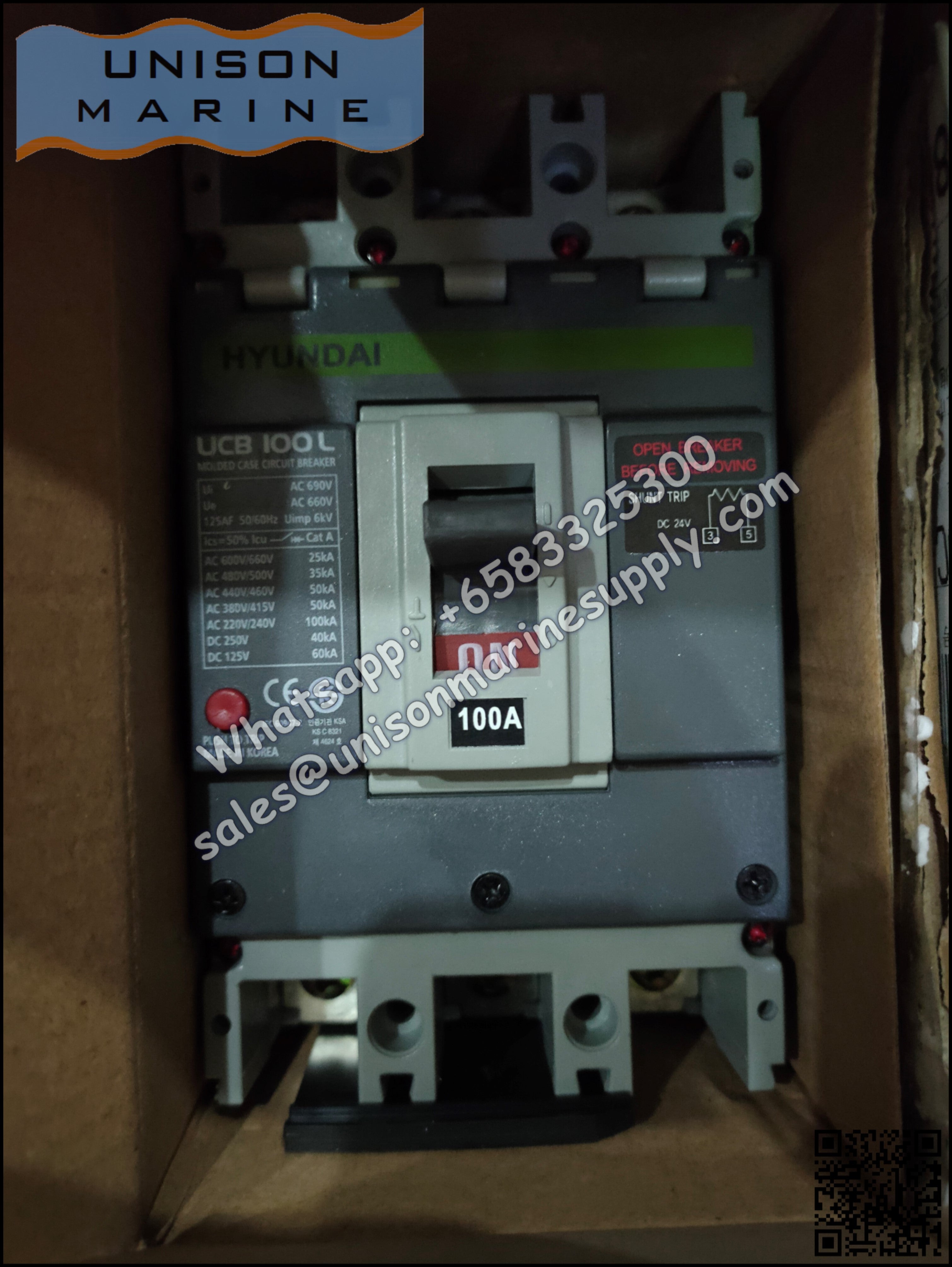 Hyundai Marine Circuit Breaker (MCCB) - UCB100L 3P Fixed / Plug-in Typ ...