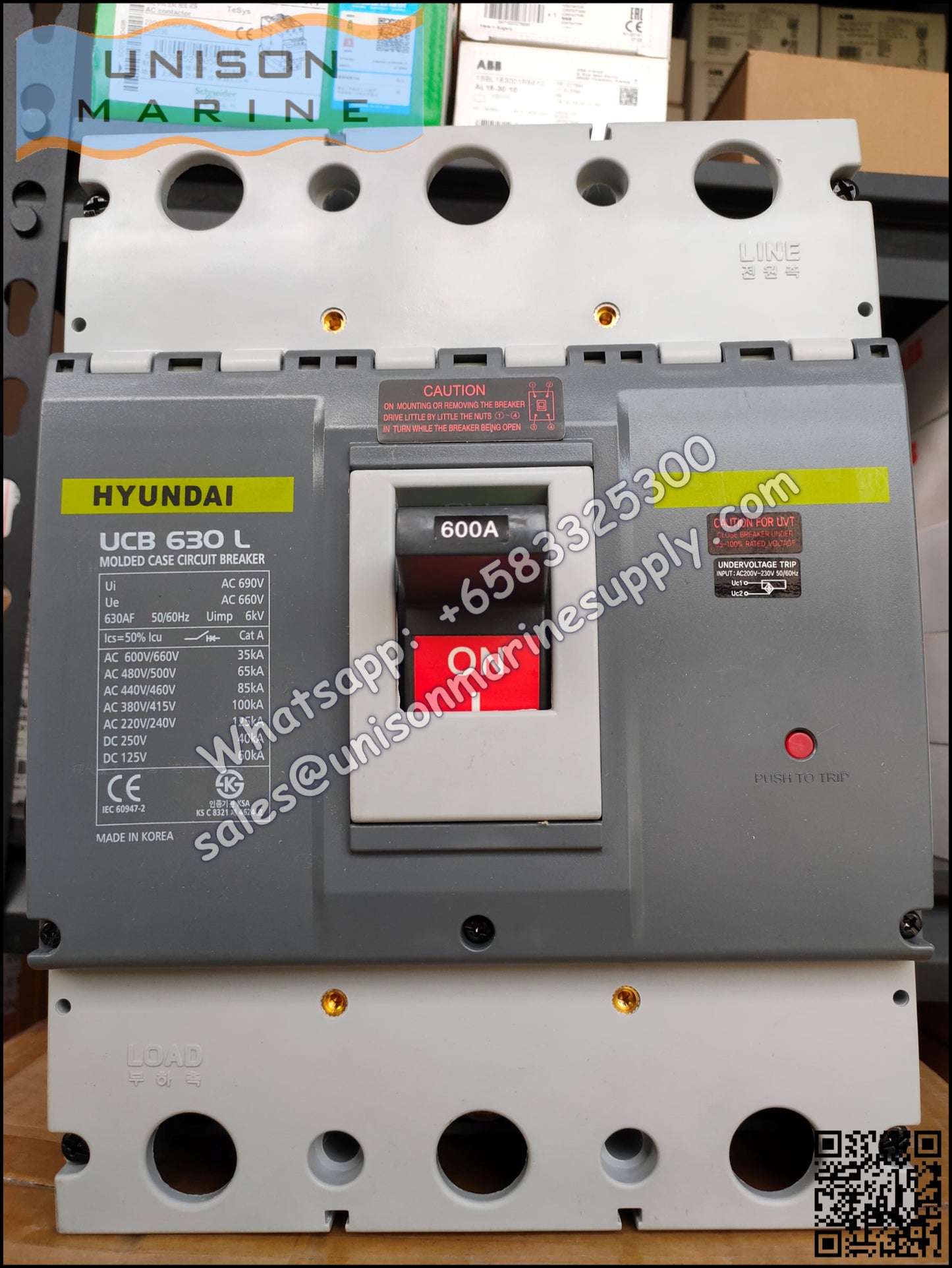 Hyundai Marine Circuit Breaker (MCCB) - UCB630L 3P Fixed / Plug-in Type