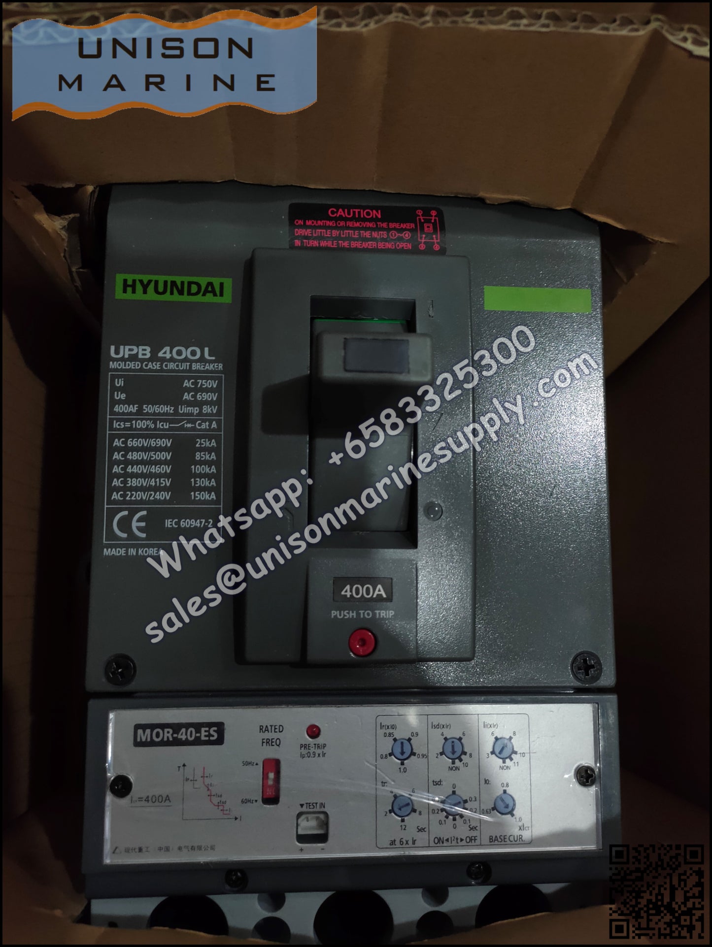 Hyundai Marine Circuit Breaker (MCCB) - UPB400L 3P Fixed / Plug-in Type