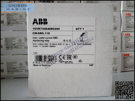 ABB Current Monitoring Relay CM-SRS.11S ,2 c/o (SPDT) 3mA-1A