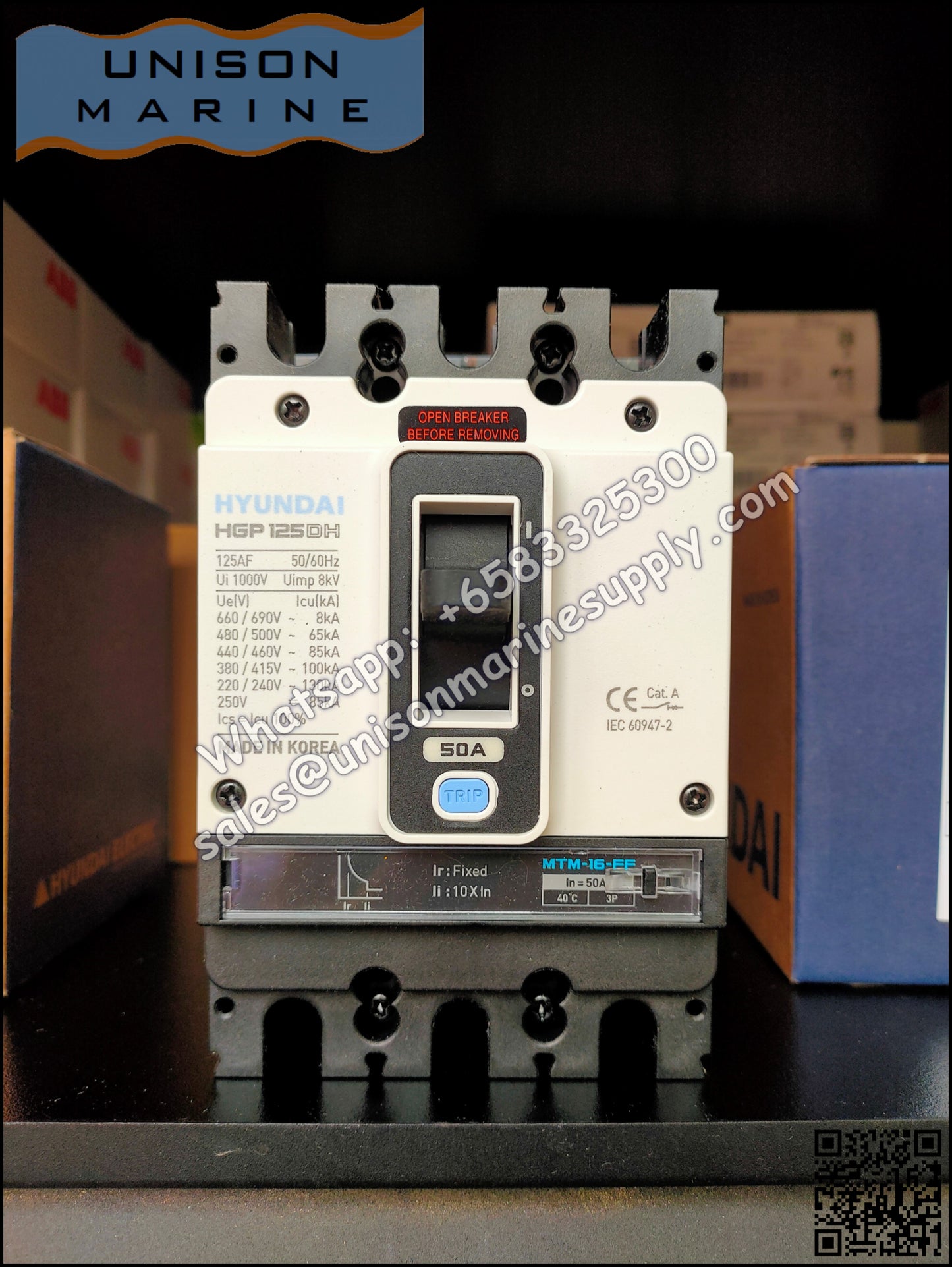 Hyundai Marine Circuit Breaker (MCCB) - HGP125DH 3P Fixed / Plug-in Type