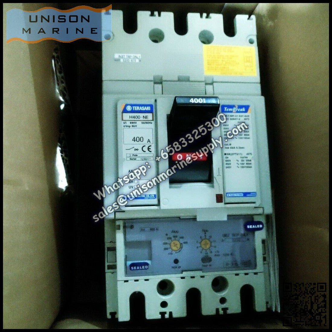 TRASAKI Marine Circuit Breaker (MCCB): H400-NE 3P 400A Fixed / Plug-in Type