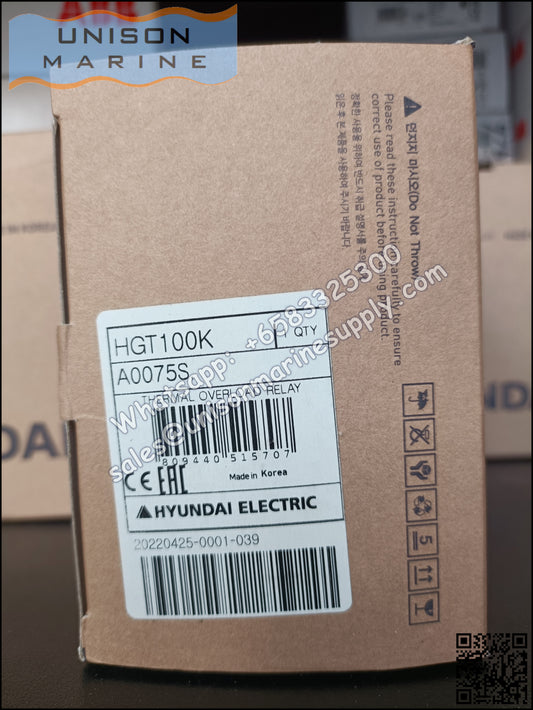 Hyundai Marine Thermal Overload Relay (TOR)-HGT100K A0075S