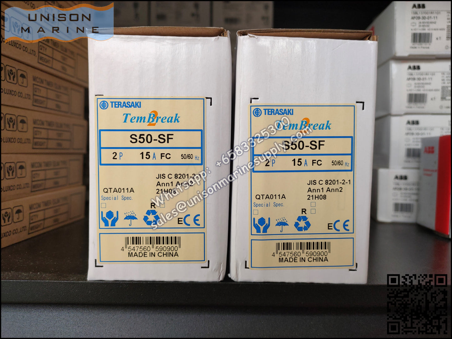 TRASAKI Marine Circuit Breaker (MCCB): S50-SF 15A 2P Fixed / Plug-in Type