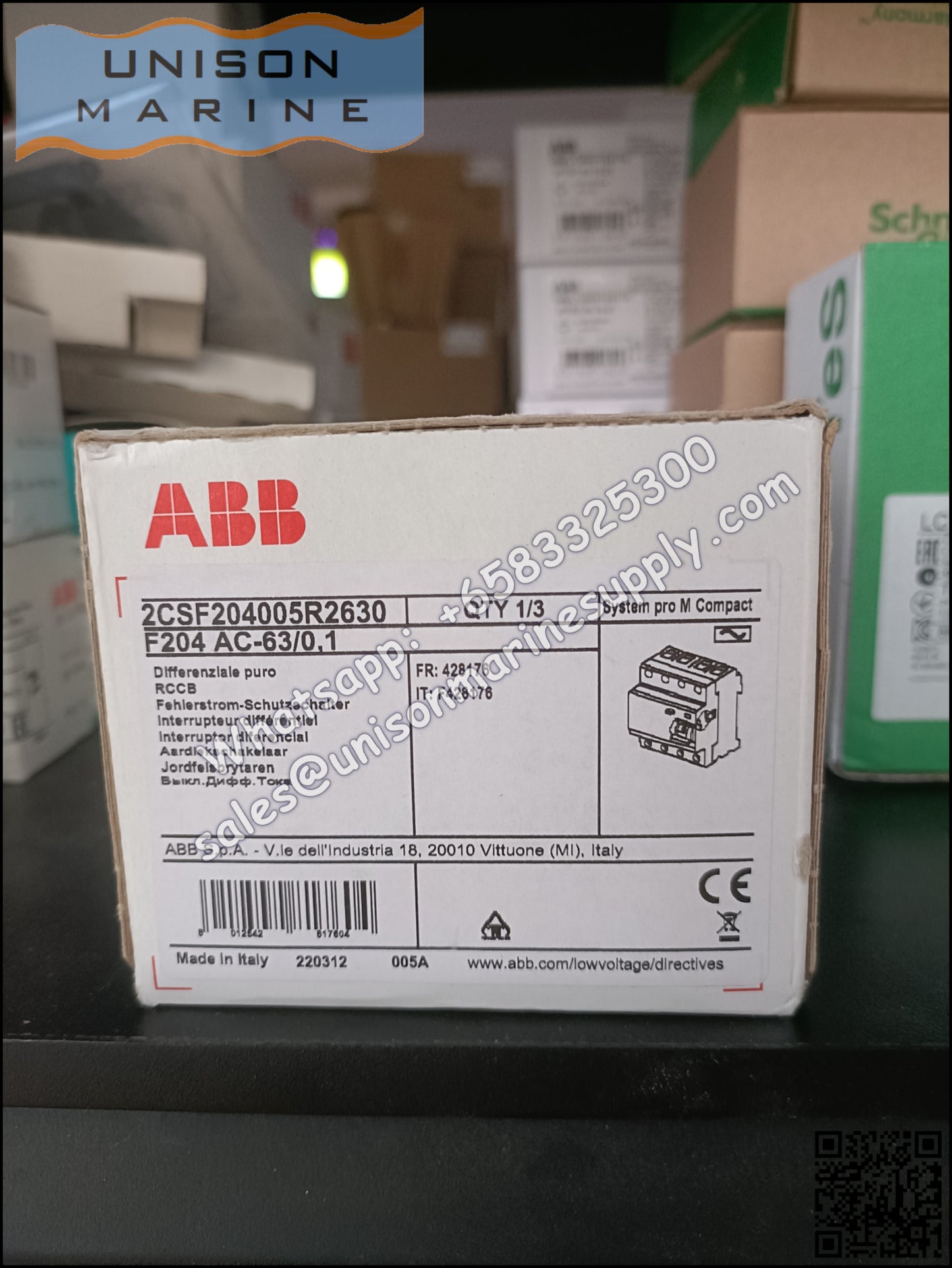 ABB Residual Current Circuit Breaker(RCCB) F204 AC-63/0.1 2CSF204001R2630