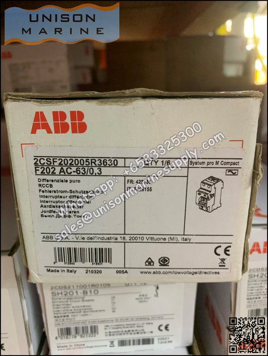 ABB Residual Current Circuit Breaker(RCCB) F202 AC-63/0.3 2CSF202001R1630