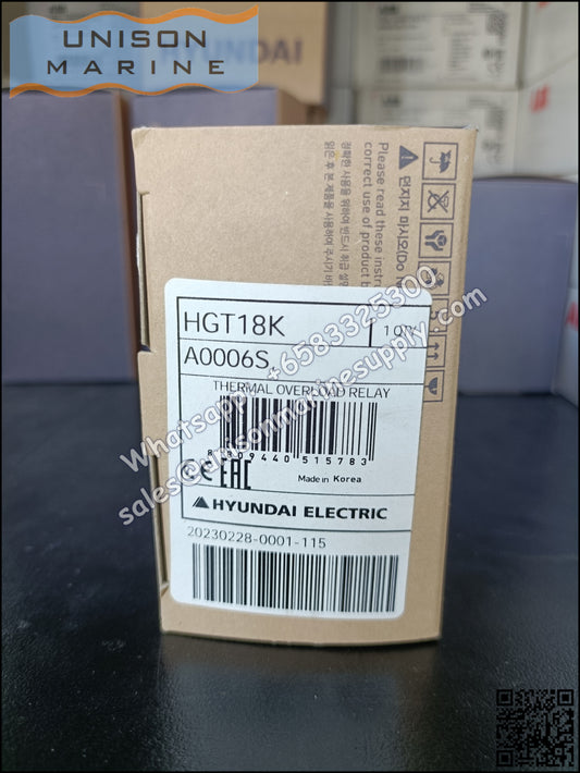 Hyundai Marine Thermal Overload Relay (TOR): HGT18K A0006S