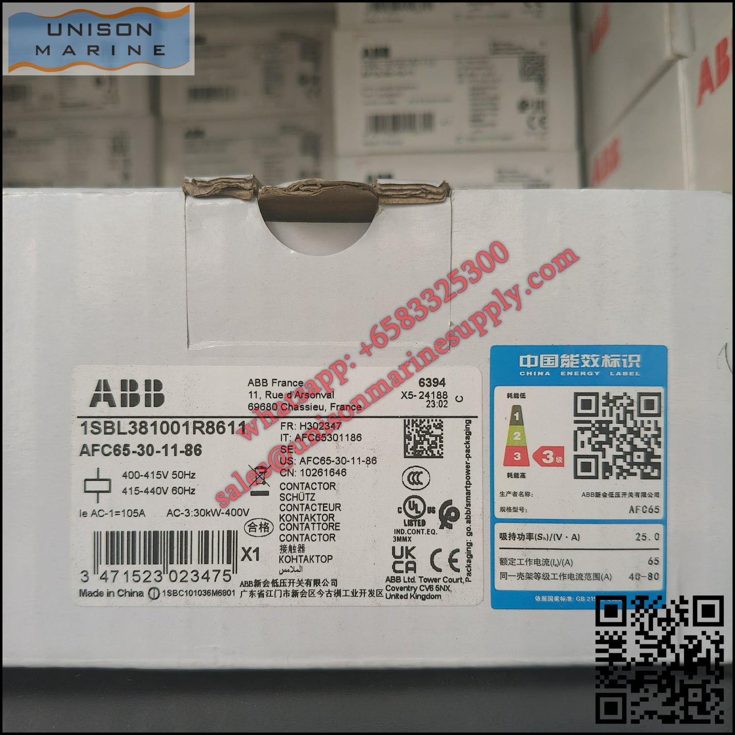 ABB Magnetic Contactors AF Series : AFC65-30-11-86*400-415V50Hz/415-440V60Hz,1SBL381001R8611