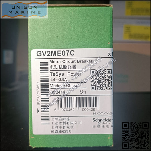 Schneider TeSys Deca Motor circuit breaker: GV2ME07C, 3P 1.6 to 2.5A