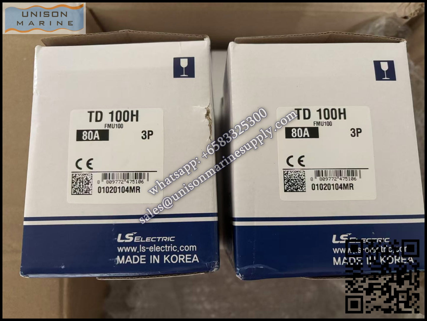 LS Metasol marine circuit breaker- TD100H 3P FMU100,80A Fixed / Plug-in Type