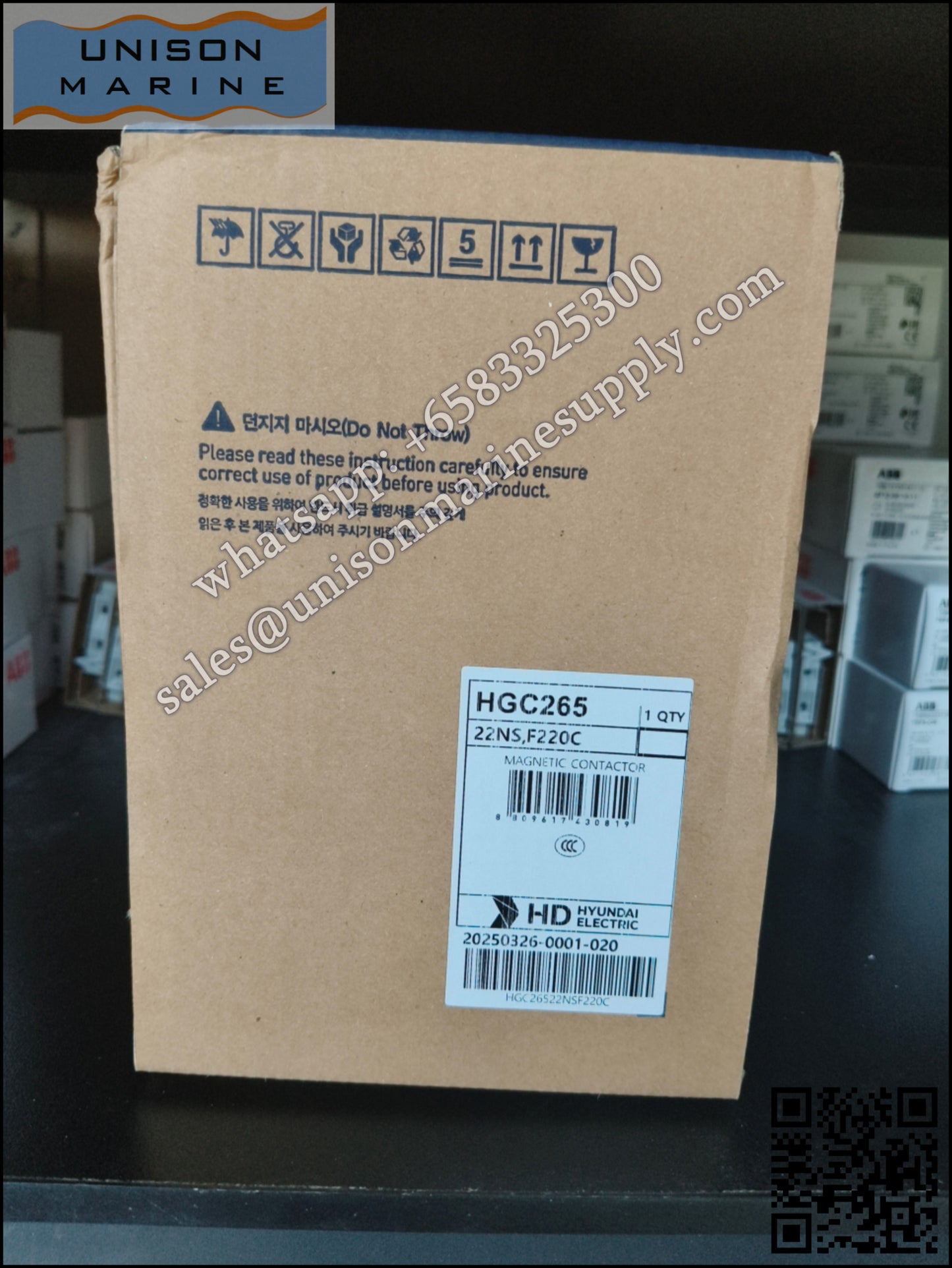 Hyundai Marine Magnetic Contactors HGC265 22NS F220 (Coil 100-240VAC/DC)