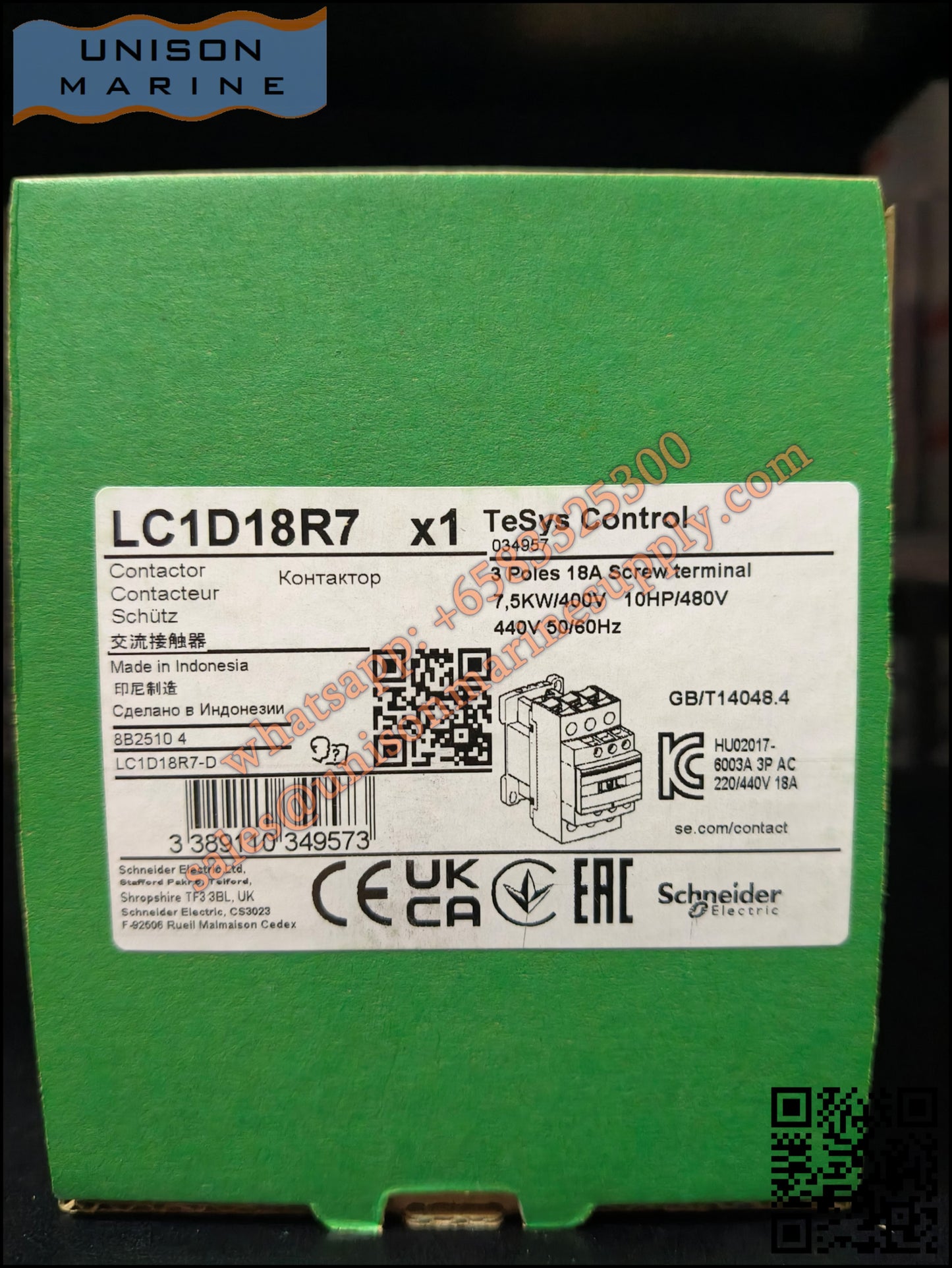 Schneider TeSys Deca Contactors : LC1D18R7