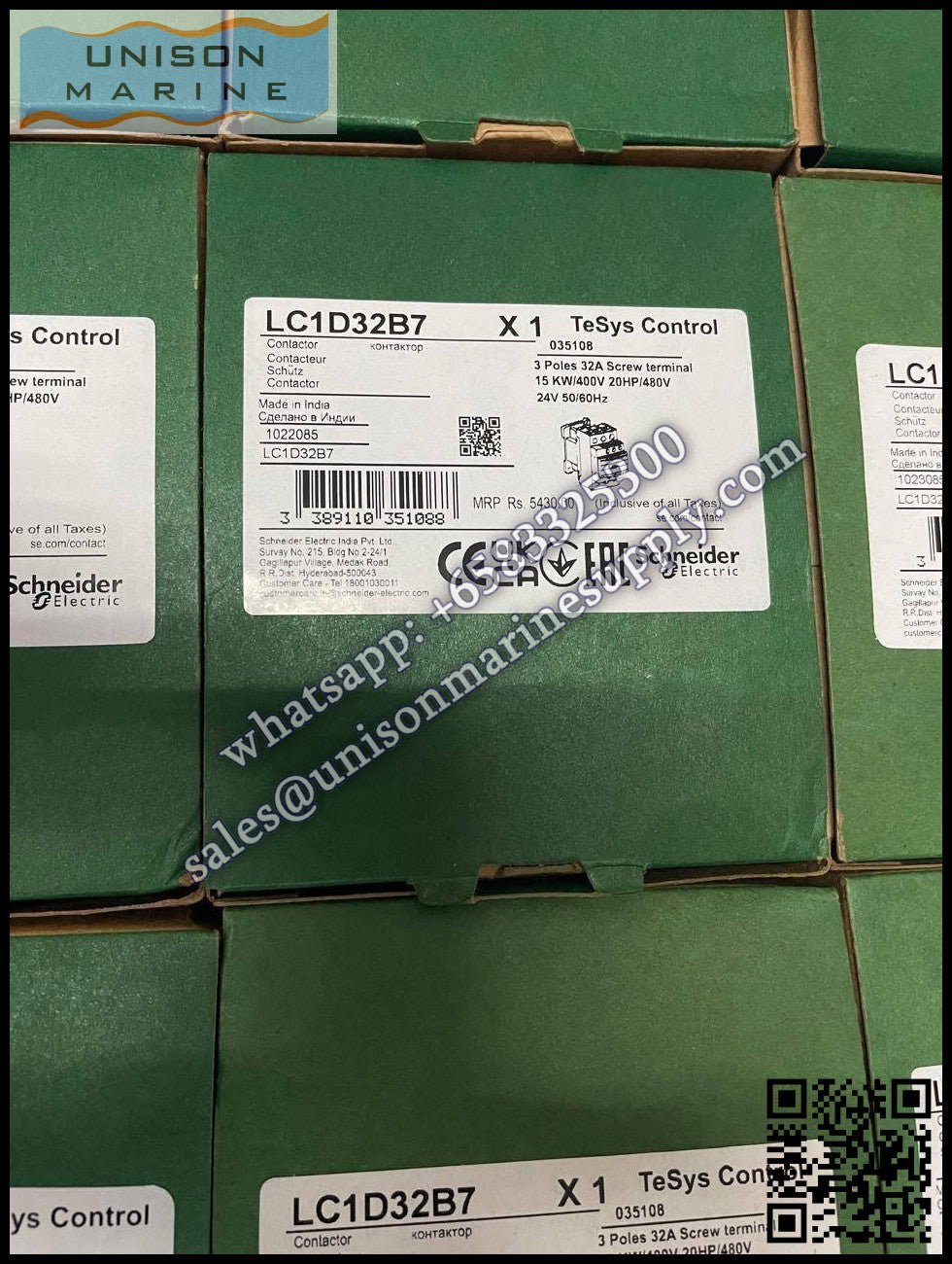 Schneider TeSys Deca Contactors : LC1D32B7, 32 A - 24VAC coil
