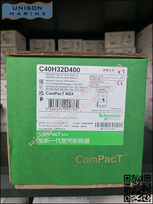 Schneider Electric circuit breaker：NSX400H 70kA AC 3P3D 400A 2.3；C40H32D400