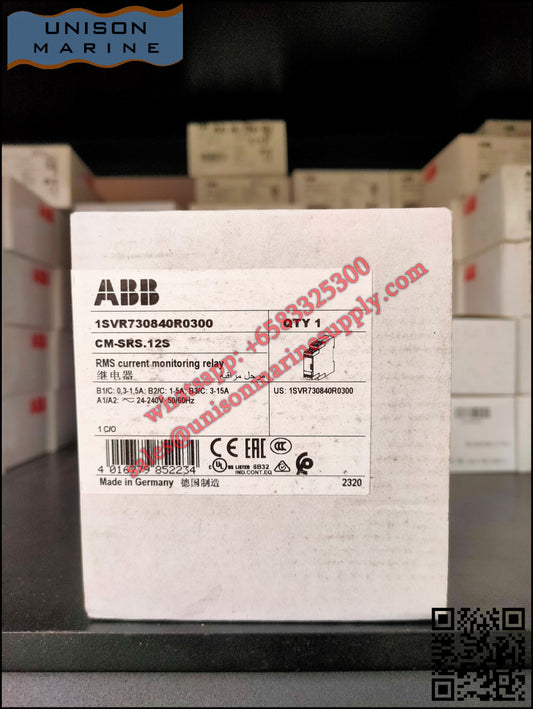 ABB Current Monitoring Relay CM-SRS.12S, 1c/o, 0.3-15A, 24-240VAC/DC