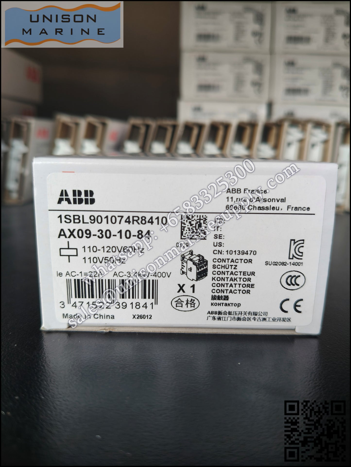 ABB Magnetic Contactors AX Series :  AX09-30-10-84*110V 50Hz/110-120V 60Hz,1SBL901074R8410