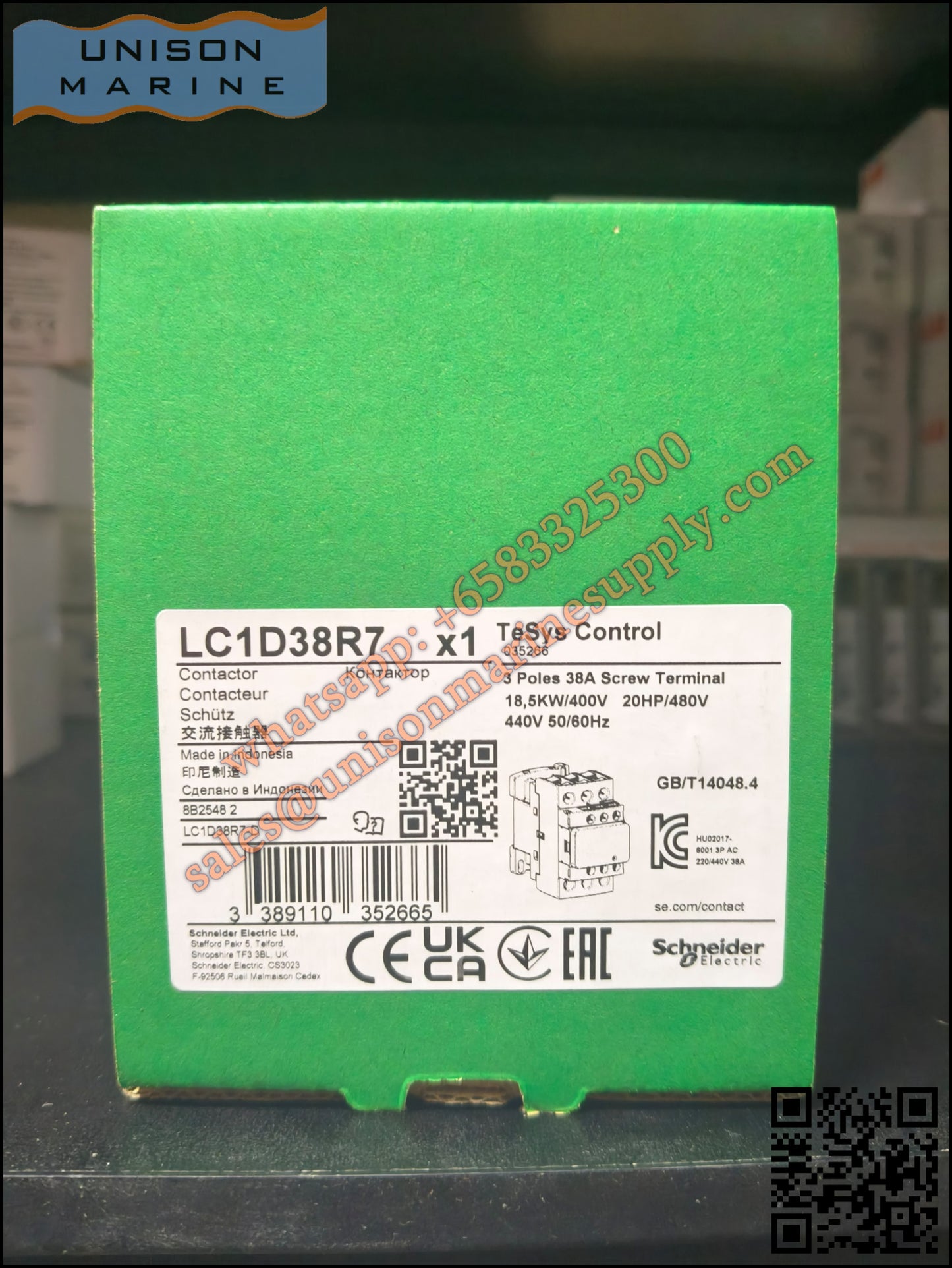 Schneider TeSys Deca Contactors : LC1D38R7