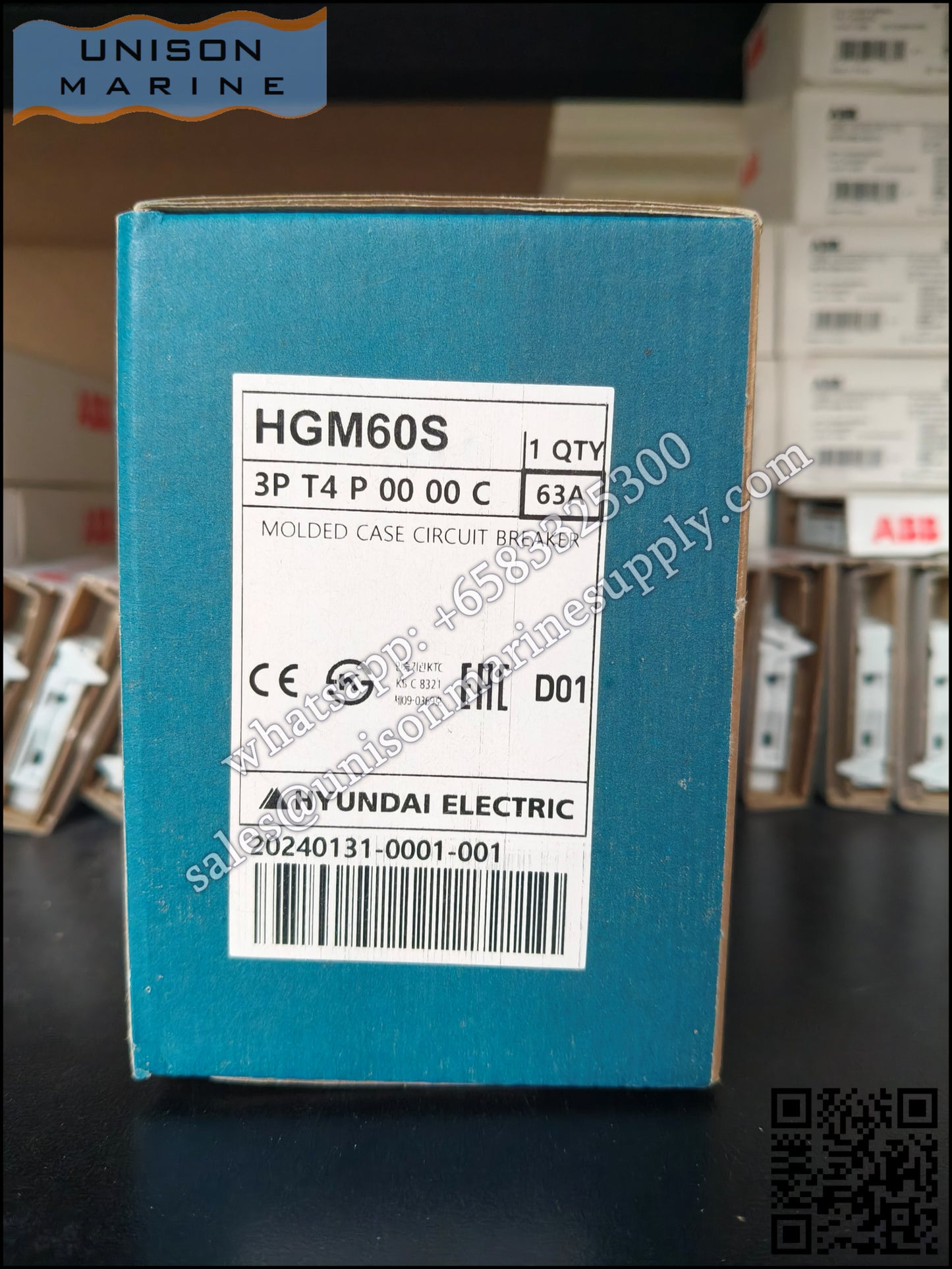 Hyundai Marine Circuit Breaker (MCCB) - HGM60S 3P 63A Fixed / Plug-in Type