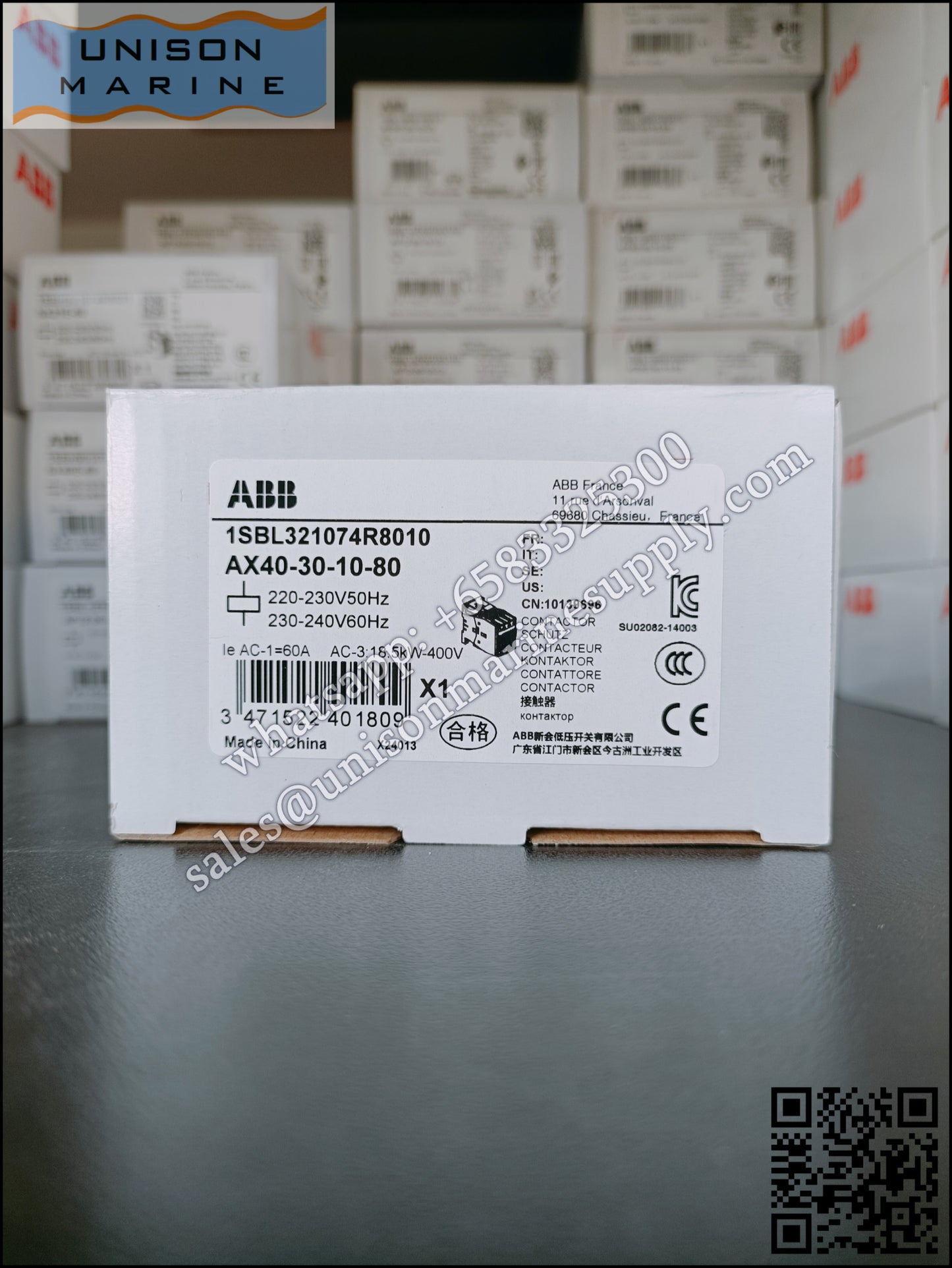 ABB Magnetic Contactors AX Series :AX40-30-10-80*220-230V50Hz/230-240V60Hz,1SBL321074R8010