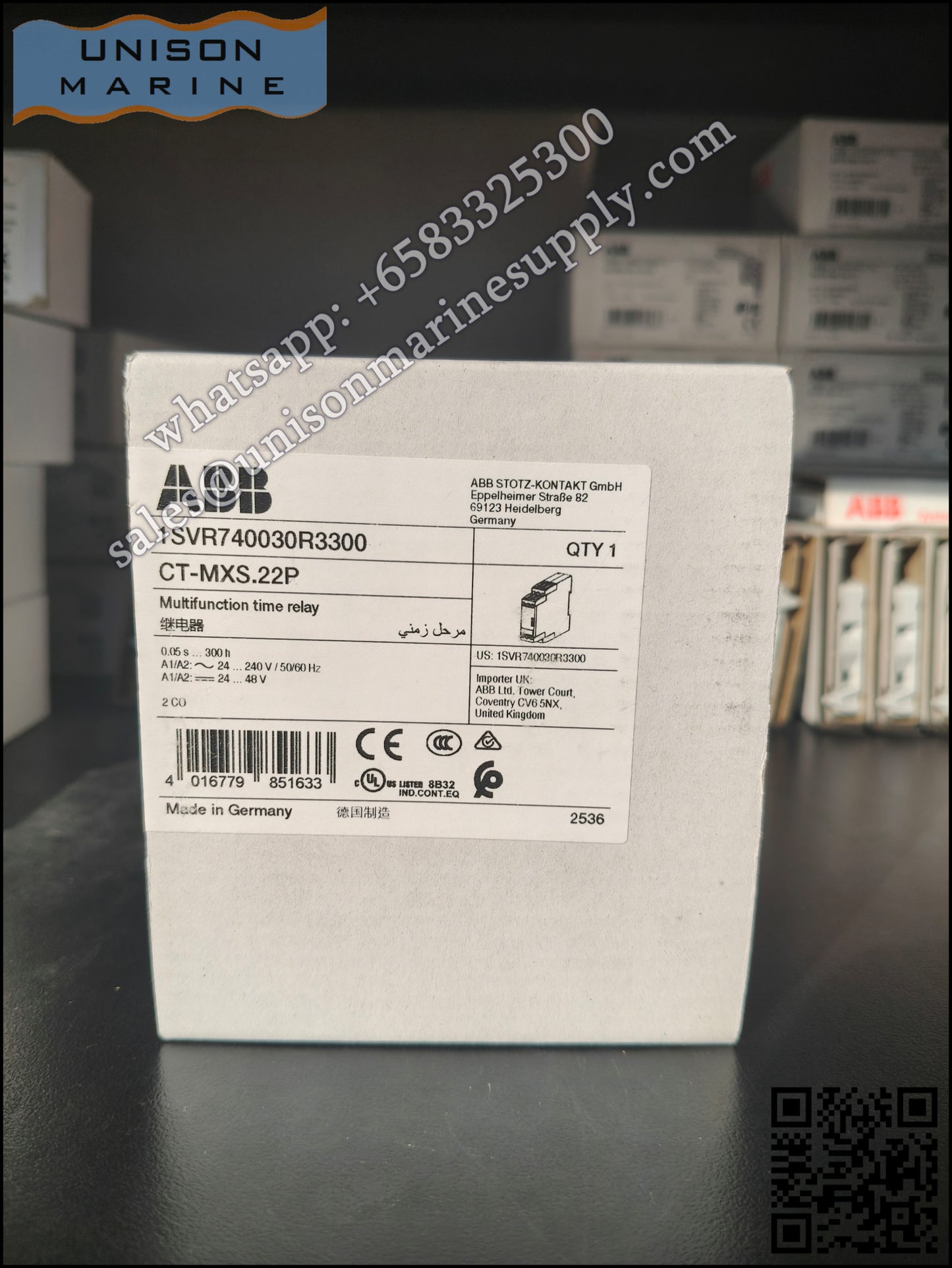 ABB Marine MultifunctionTime Relay CT-MXS.22P 2c/o 0.05s-300h