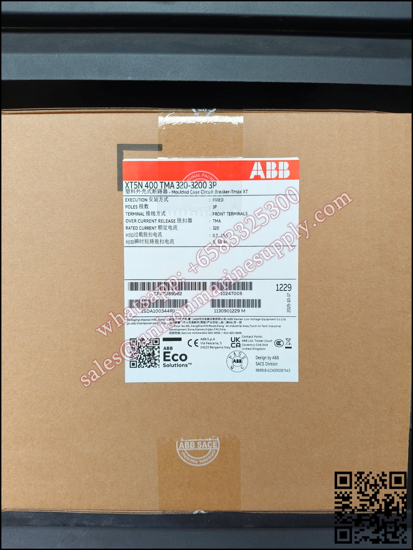ABB SACE Tmax XT Circuit Breakers: XT5N 400 TMA 320-3200 3P FF