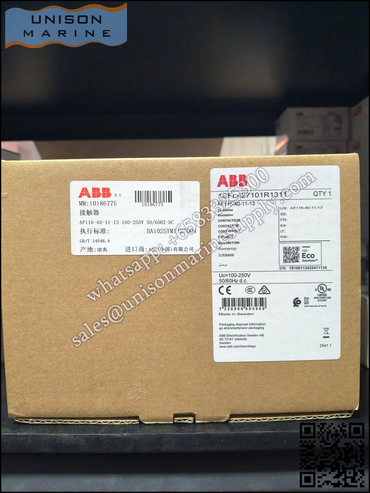 ABB Magnetic Contactors AF Series : AF116-40-11-13 (1SFL427101R1311)