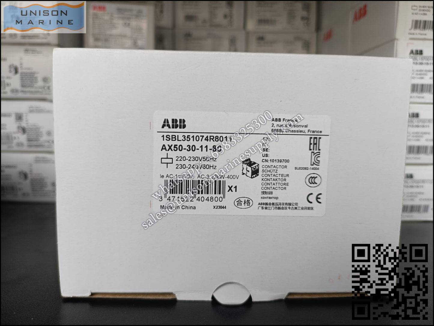 ABB Magnetic Contactors AX Series : AX50-30-11-80*220-230V50Hz/230-240V60Hz,1SBL351074R8011