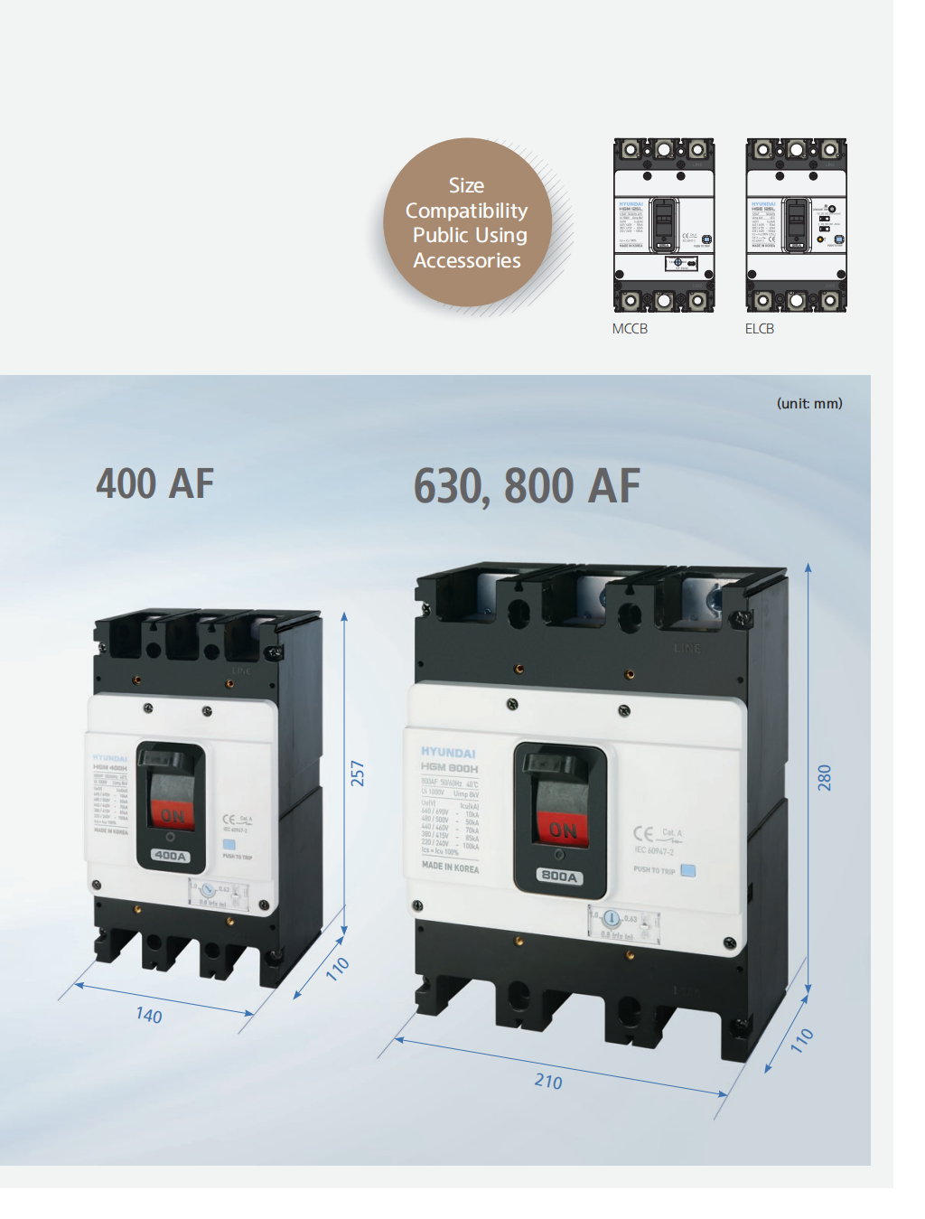 Hyundai Marine Circuit Breaker (MCCB) - HGM250NA 3P fixed type