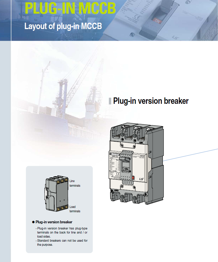 LS Metasol marine circuit breaker- TD100H 3P FMU100,80A Fixed / Plug-in Type