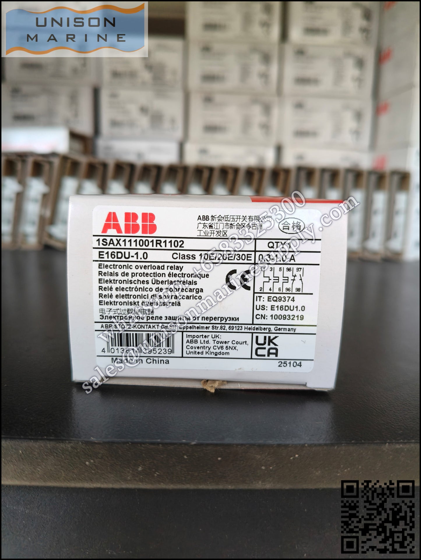 ABB electronic overload relays: E16DU-1.0（0.3...1.0A）,1SAX111001R1102