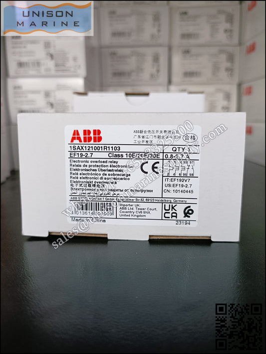 ABB electronic overload relays: EF19-2.7（0.8...2.7A）,1SAX121001R1103