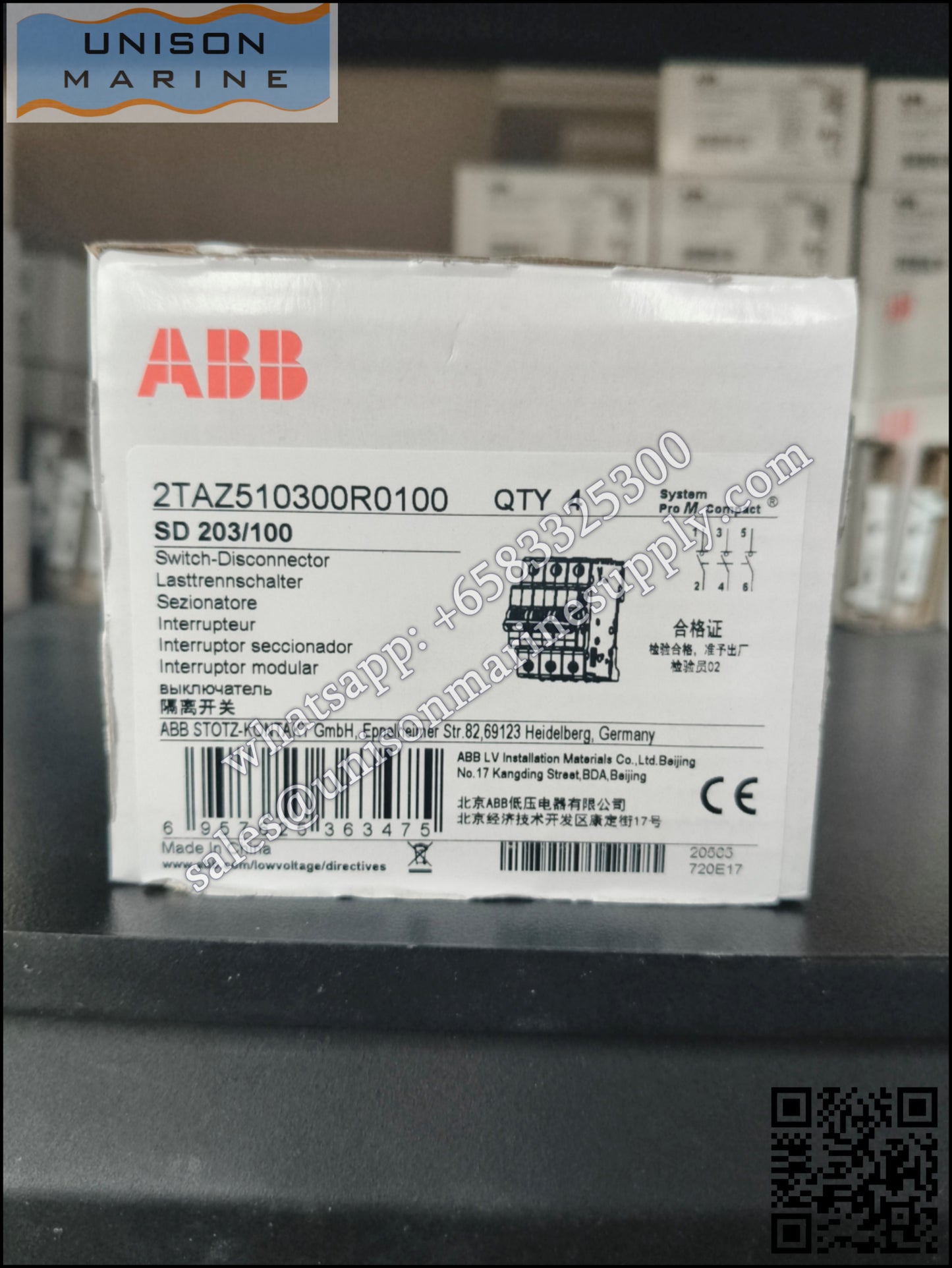 ABB Switch Disconnector: SD203/100 3P 100A, 2TAZ510300R0100