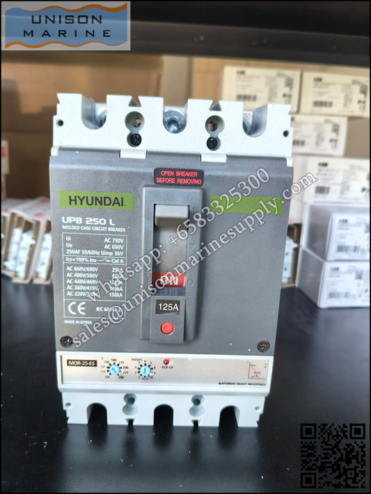 Hyundai Marine Circuit Breaker (MCCB) - UPB250L 3P 125A Fixed / Plug-in Type
