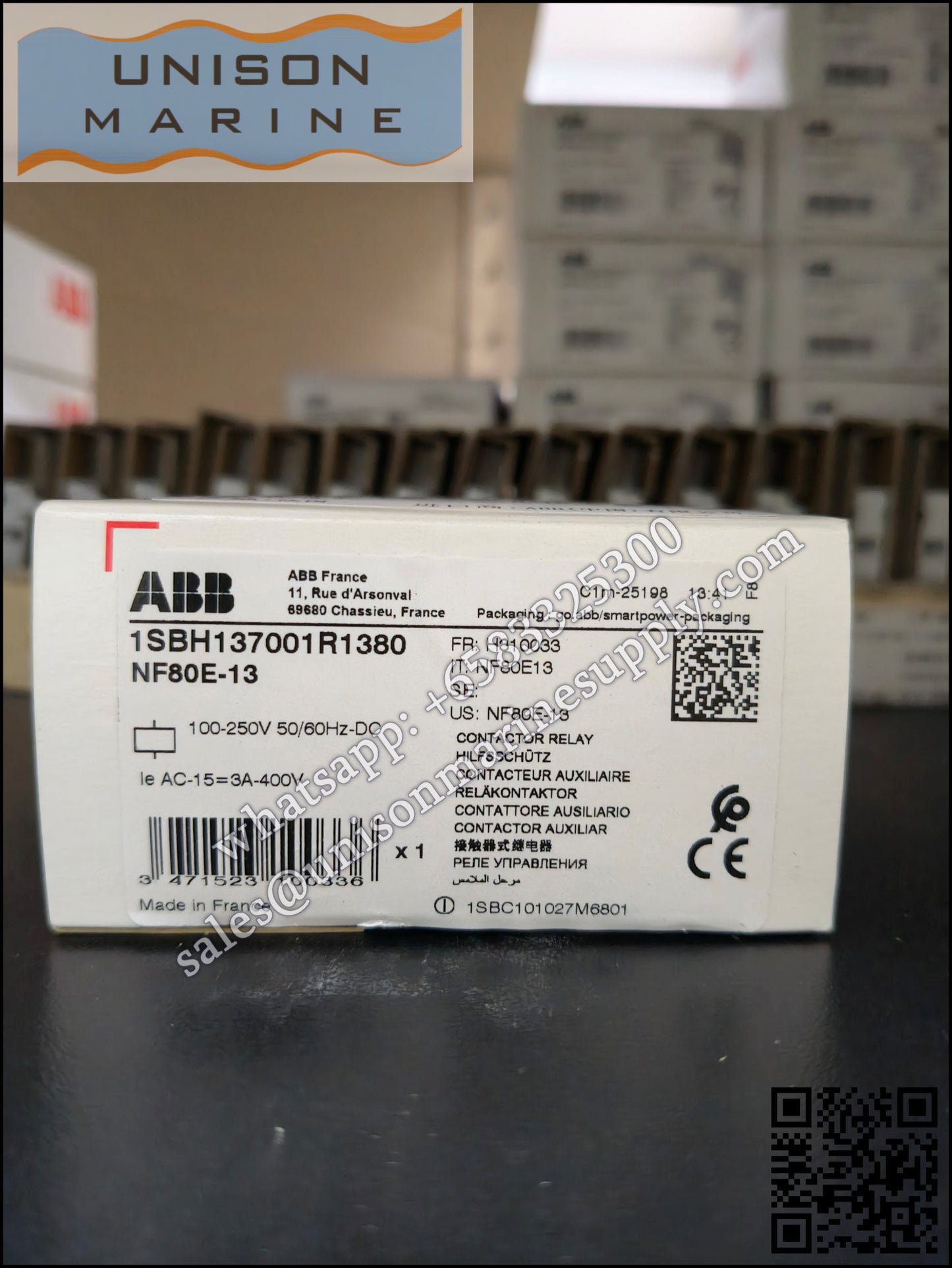 ABB Magnetic Contactors Relay :   NF80E-13 100-250V50/60HZ-DC, 1SBH137001R1380
