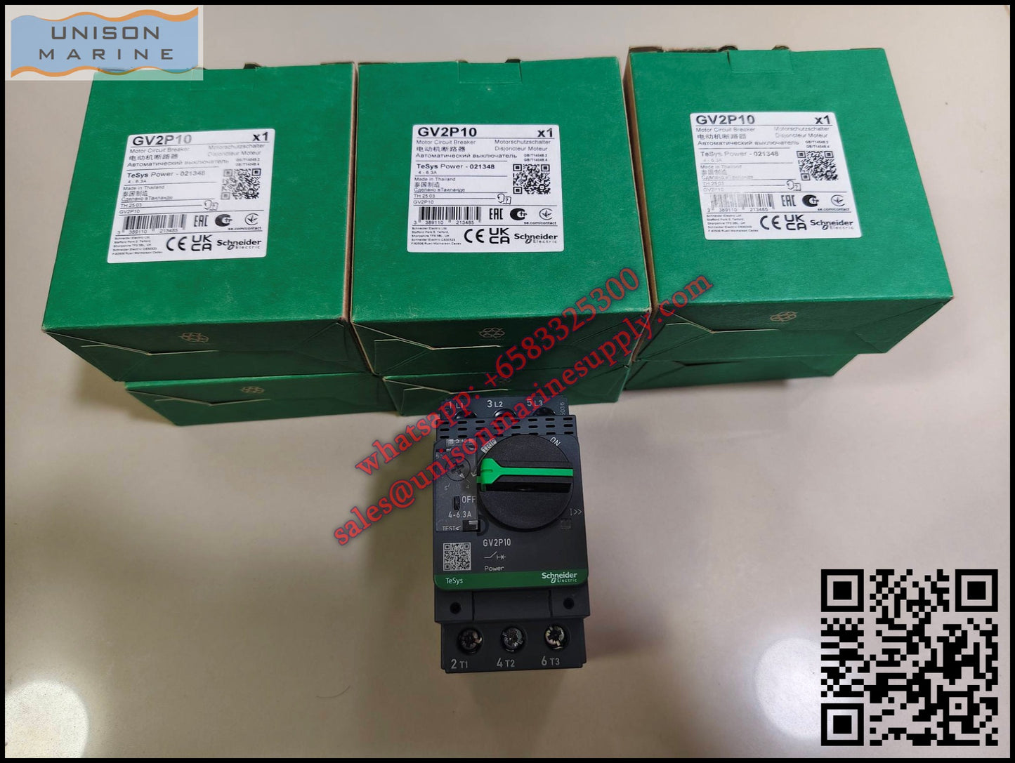 Schneider GV2 Motor circuit breaker: GV2MP10, 4 to 6.3A thermal magnetic