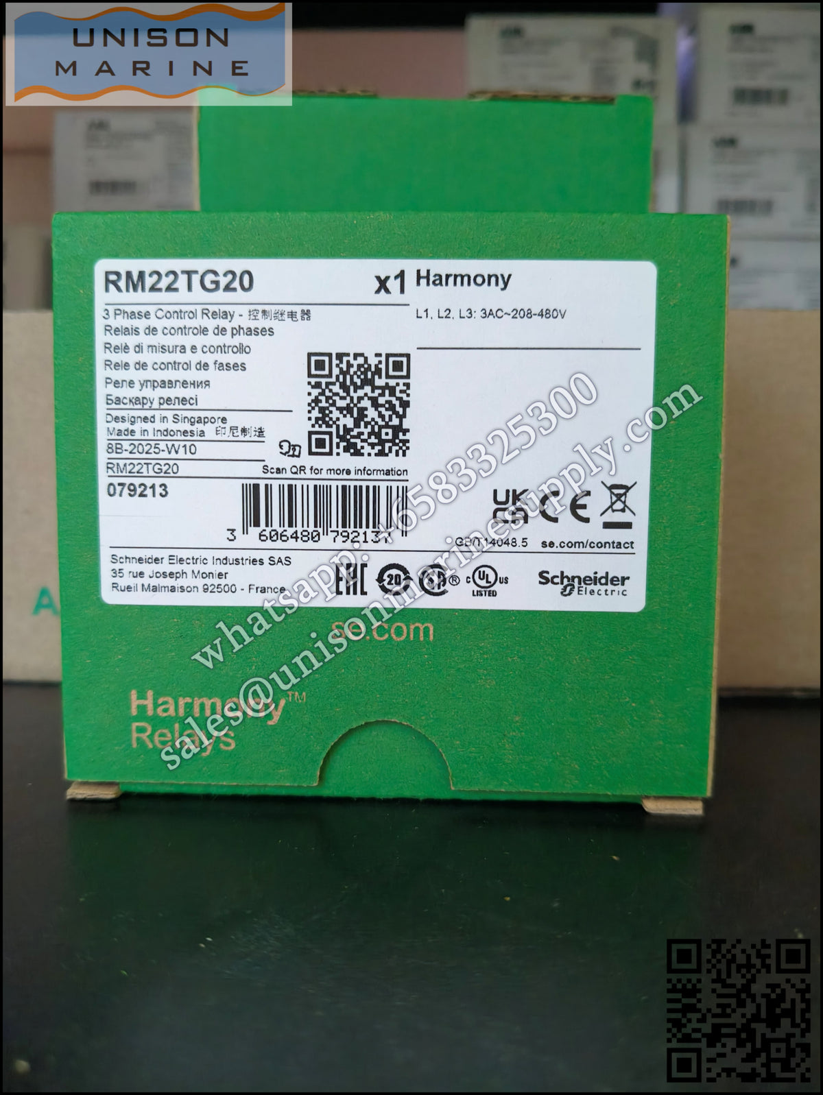 Schneider Phase Monitoring Relays: RM22TG20, supply control relay, 8A, 2 CO, 183-528VAC